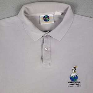 Vintage 95 Universal Studios Hollywood Gray Casual Polo Shirt Size Small
